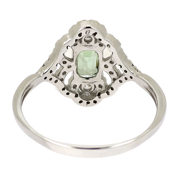 Pt900 グリーン サファイア ダイヤモンド リング 0.69ct D0.26ct