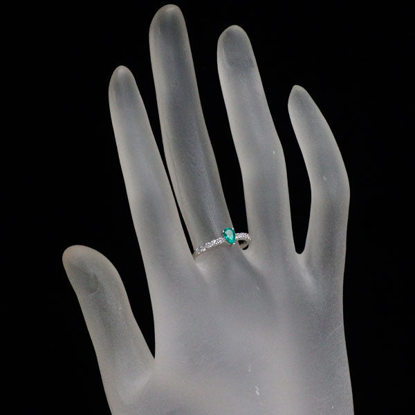 Pt900 ペアシェイプ エメラルド ダイヤモンド リング 0.24ct D0.23ct