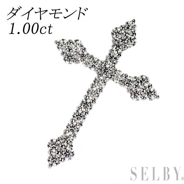 Pt900 ダイヤモンド ペンダントトップ 1.00ct クロス