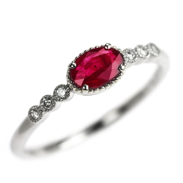 Pt900 ルビー ダイヤモンド リング 0.54ct D0.06ct