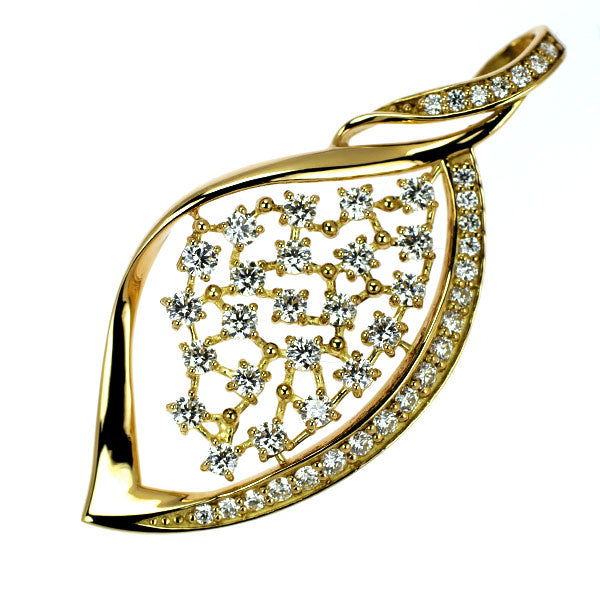 K18YG ダイヤモンド ペンダントトップ 0.70ct 植物