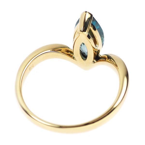 K18YG マーキス ブルージルコン リング 2.43ct