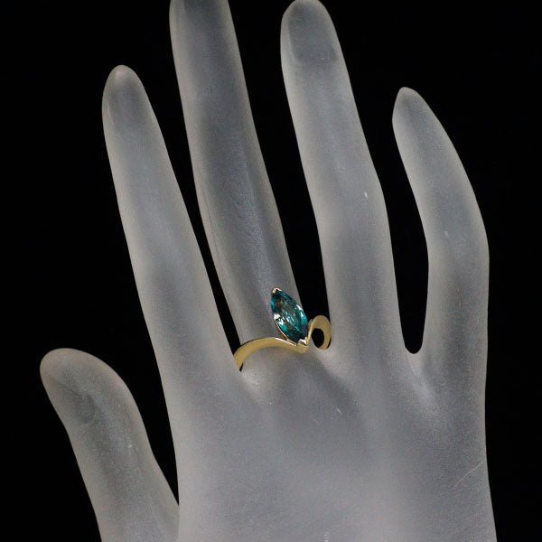 K18YG マーキス ブルージルコン リング 2.43ct
