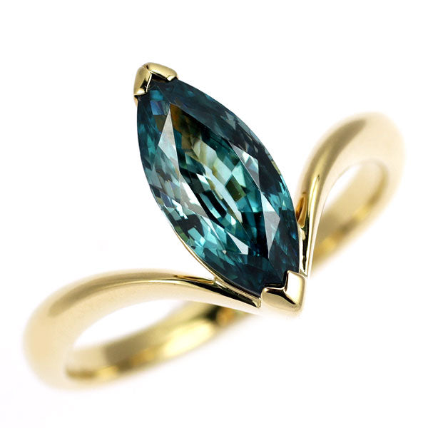 K18YG マーキス ブルージルコン リング 2.43ct