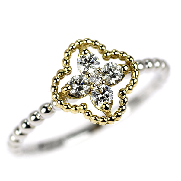 K18YG/WG ダイヤモンド リング 0.25ct フラワー