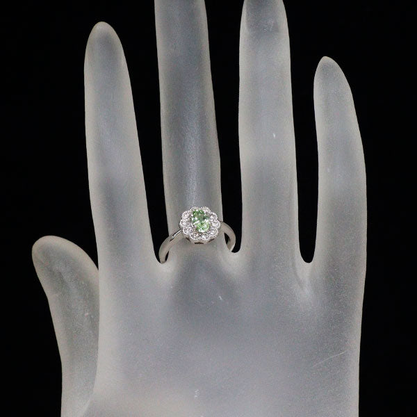 Pt900 グロッシュラーライト/ミントガーネット ダイヤモンド リング 0.60ct D0.32ct
