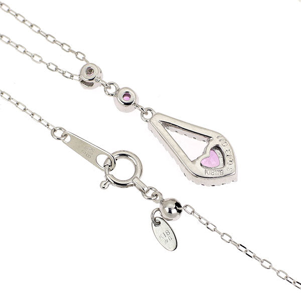 K18WG 通常加熱ピンクサファイア ダイヤモンド ペンダントネックレス 0.43ct D0.11ct