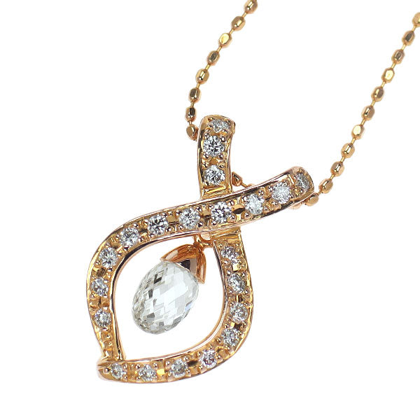 K18PG ブリオレットカット ダイヤモンド ペンダントネックレス 0.500ct D0.18ct