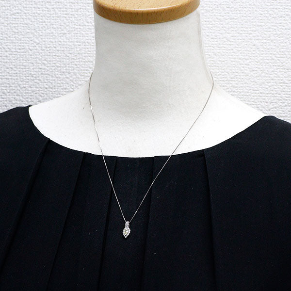 Pt900/ Pt850 ペアシェイプ ダイヤモンド ペンダントネックレス 0.232ct D0.19ct