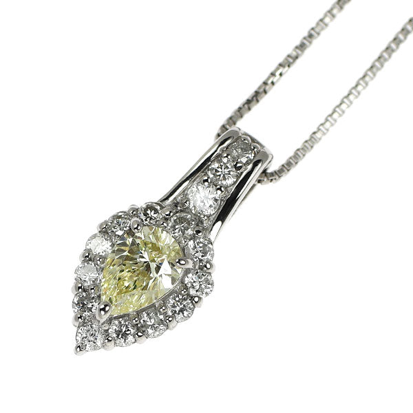 Pt900/ Pt850 ペアシェイプ ダイヤモンド ペンダントネックレス 0.232ct D0.19ct