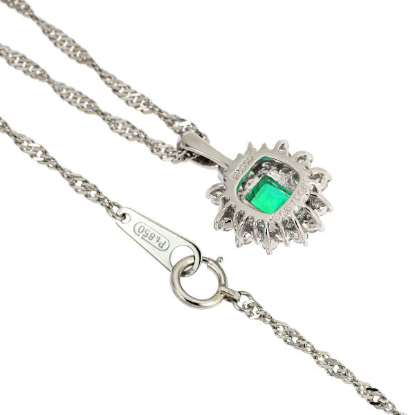 Pt900/ Pt850 エメラルド ダイヤモンド ペンダントネックレス 0.67ct D0.61ct