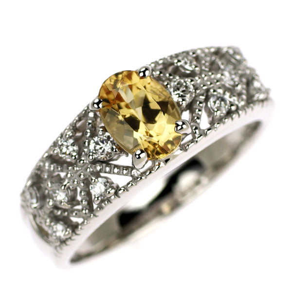 K18WG インペリアルトパーズ ダイヤモンド リング 0.98ct D0.22ct