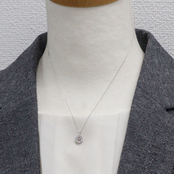 K18PG/Pt950/ Pt850 天然ピンク /カラーレス ダイヤモンド ペンダントネックレス 0.02ct D0.18ct 希少