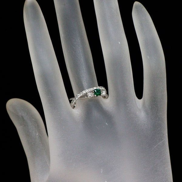 Pt900 エメラルド ダイヤモンド リング 0.25ct D0.32ct