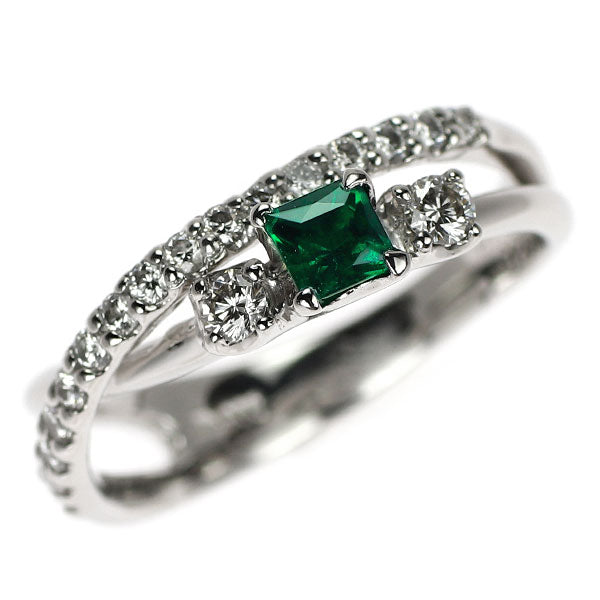 Pt900 エメラルド ダイヤモンド リング 0.25ct D0.32ct