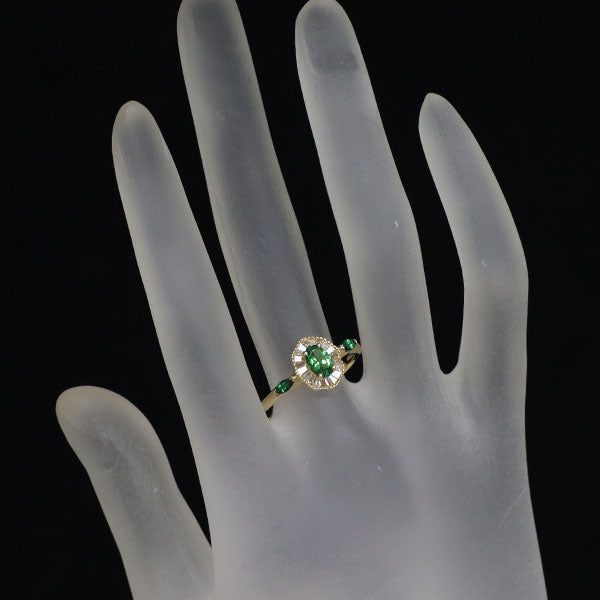 GSTV K18YG グリーンガーネット ダイヤモンド リング 0.36ct D0.20ct G0.15ct