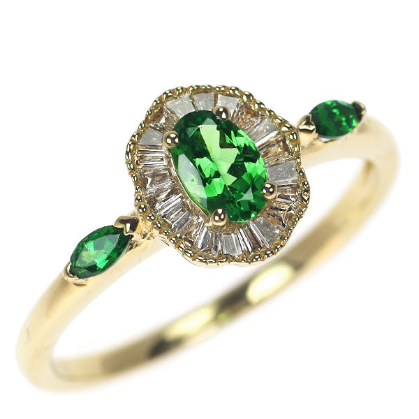 GSTV K18YG グリーンガーネット ダイヤモンド リング 0.36ct D0.20ct G0.15ct