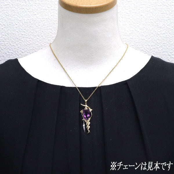 竹本出海/IZUMI MODE K18/Pt900 アメジスト ダイヤモンド ペンダントトップ 8.56ct D0.16ct
