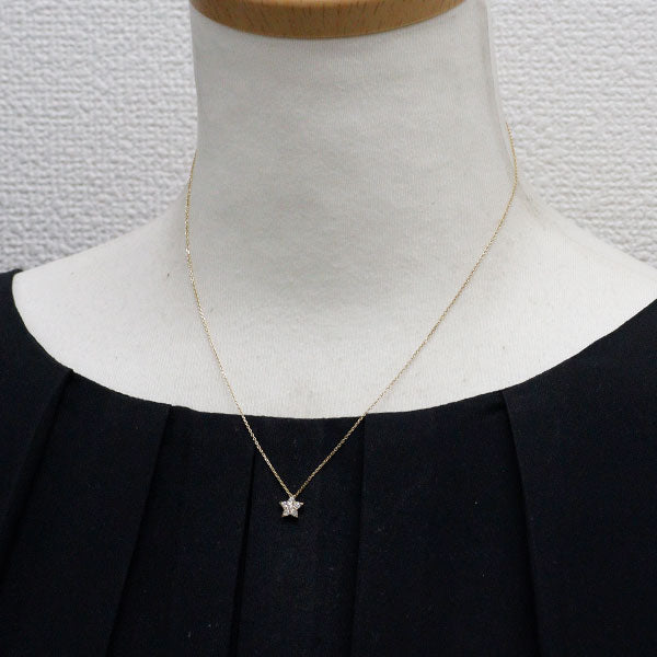 スタージュエリー K18YG ダイヤモンド ペンダントネックレス 0.15ct ツインスター