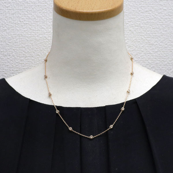 K18PG ダイヤモンド ネックレス 0.80ct ステーション
