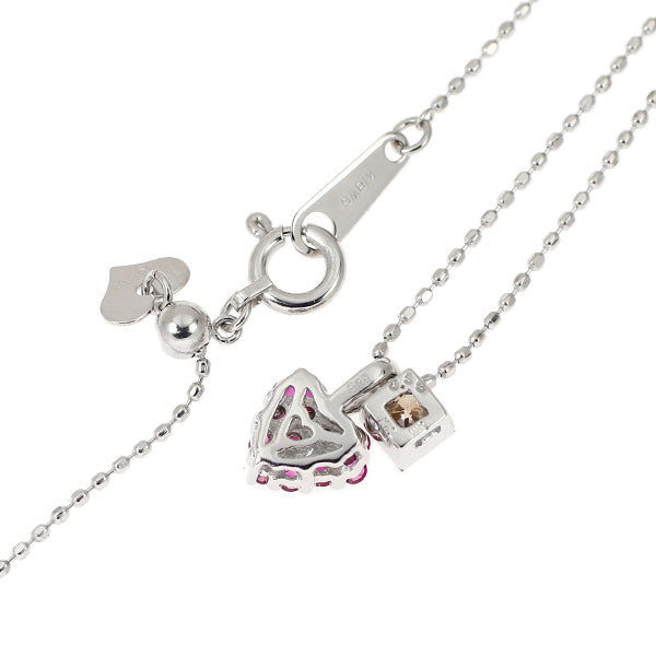 K18WG ルビー ダイヤモンド ペンダントネックレス 0.17ct D0.33ct ハート