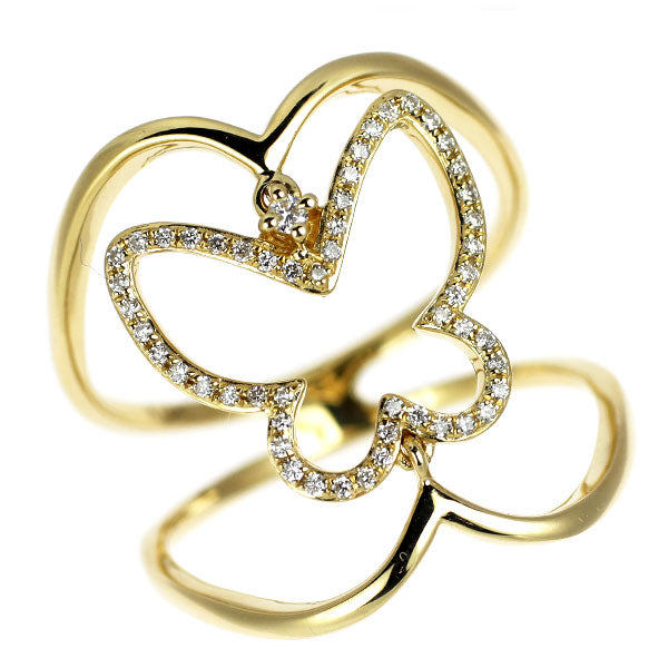 K18YG ダイヤモンド リング 0.16ct 蝶
