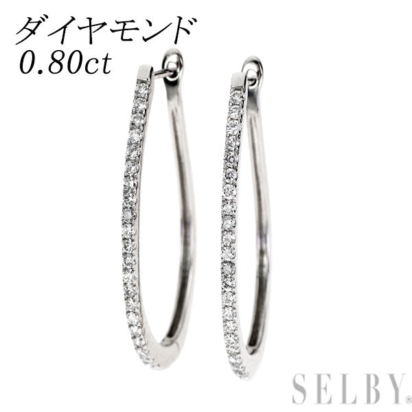 Pt900 ダイヤモンド フープ ピアス 0.80ct