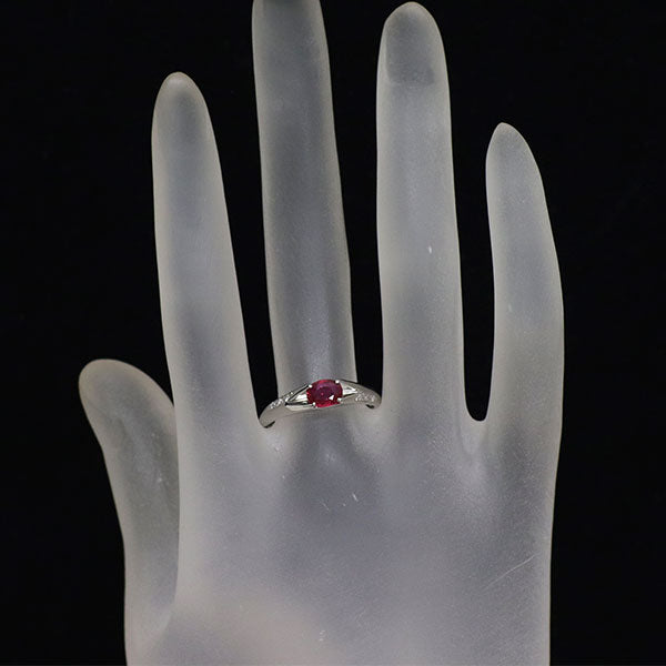 Pt900 非加熱ルビー ダイヤモンド リング 0.573ct D0.04ct