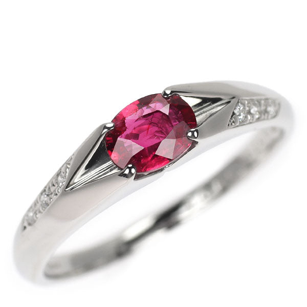 Pt900 非加熱ルビー ダイヤモンド リング 0.573ct D0.04ct