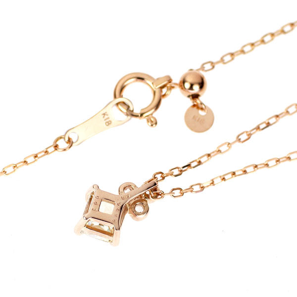 K18PG ラディアントカット ダイヤモンド ペンダントネックレス 0.486ct D0.02ct