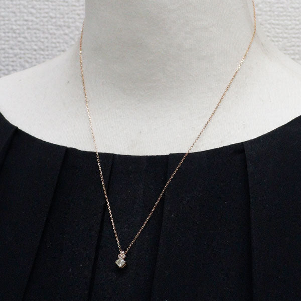 K18PG ラディアントカット ダイヤモンド ペンダントネックレス 0.486ct D0.02ct