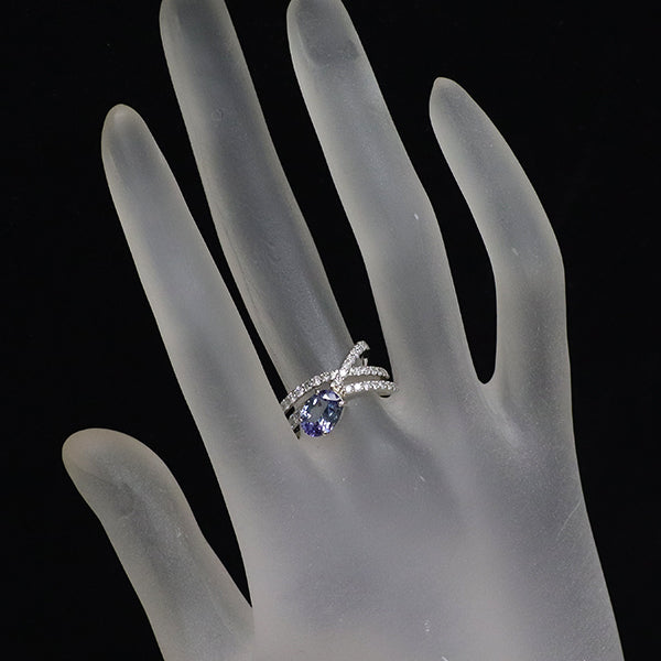 Pt900 バイカラータンザナイト ダイヤモンド リング 1.12ct D0.62ct