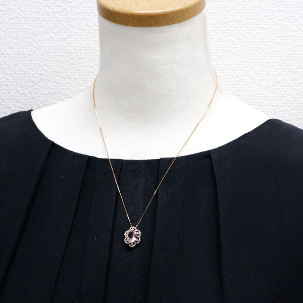 K18PG モルガナイト ダイヤモンド ペンダントネックレス 2.38ct D0.83ct