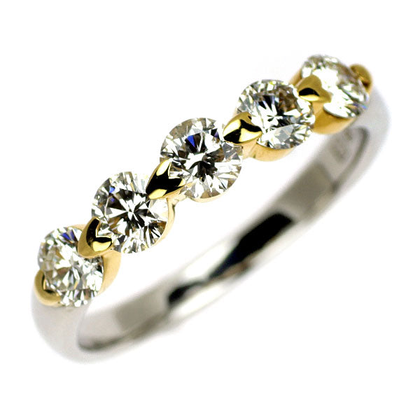 ブルーリバー K18YG/Pt900 ダイヤモンド リング 1.01ct 一文字