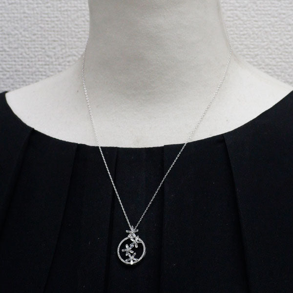 K18WG ダイヤモンド ペンダントネックレス 0.74ct フラワー