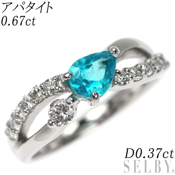 Pt900 ペアシェイプ アパタイト ダイヤモンド リング 0.67ct D0.37ct