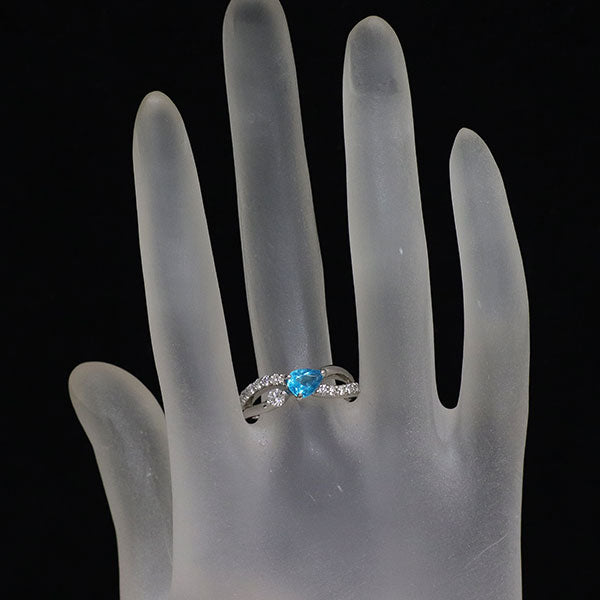 Pt900 ペアシェイプ アパタイト ダイヤモンド リング 0.67ct D0.37ct