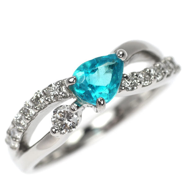 Pt900 ペアシェイプ アパタイト ダイヤモンド リング 0.67ct D0.37ct