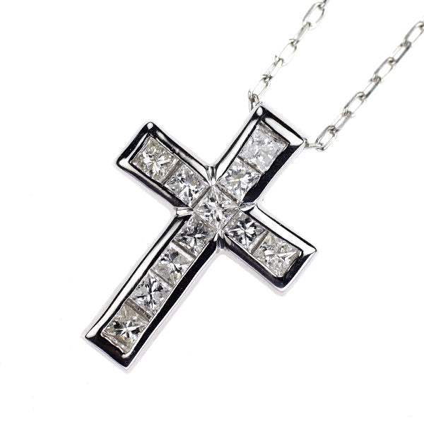 Pt900/ Pt850 ダイヤモンド ペンダントネックレス 0.50ct クロス