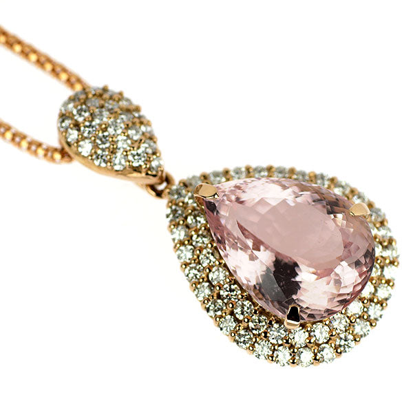 K18PG モルガナイト ダイヤモンド ペンダントネックレス 5.01ct D0.85ct