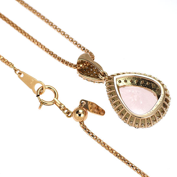 K18PG モルガナイト ダイヤモンド ペンダントネックレス 5.01ct D0.85ct