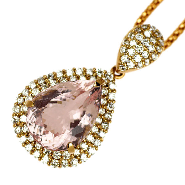 K18PG モルガナイト ダイヤモンド ペンダントネックレス 5.01ct D0.85ct