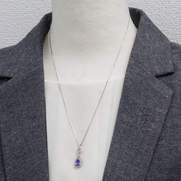 K18WG タンザナイト ダイヤモンド ペンダントネックレス 0.94ct D0.22ct