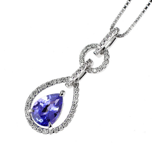 K18WG タンザナイト ダイヤモンド ペンダントネックレス 0.94ct D0.22ct