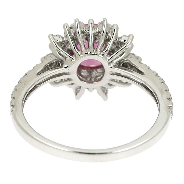 Pt900 非加熱ピンクサファイア ダイヤモンド リング 1.14ct D0.89ct