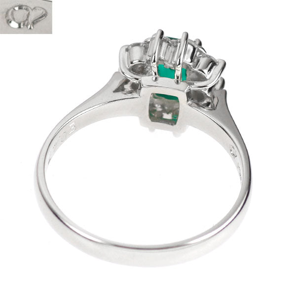 クレサンベール Pt900 再結晶エメラルド ダイヤモンド リング 0.47ct D0.40ct
