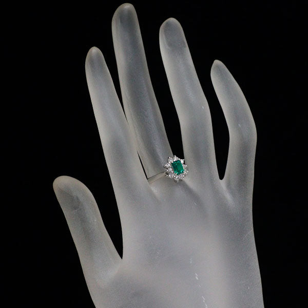クレサンベール Pt900 再結晶エメラルド ダイヤモンド リング 0.47ct D0.40ct
