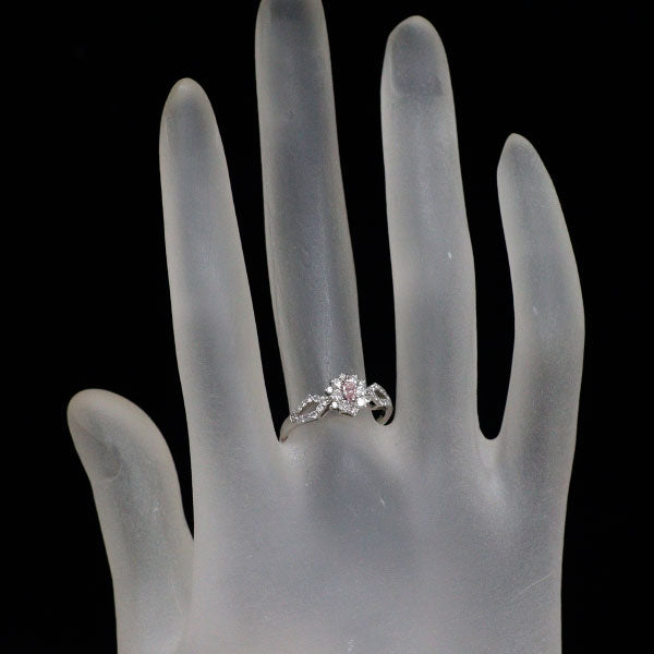 Pt950 天然ピンク /カラーレス ダイヤモンド リング 0.067ct D0.36ct