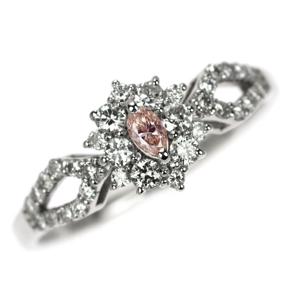 Pt950 天然ピンク /カラーレス ダイヤモンド リング 0.067ct D0.36ct