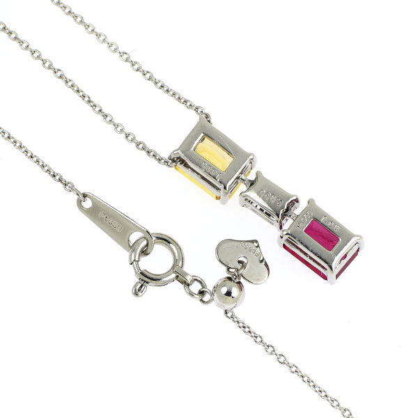 Pt900/ Pt850 ルビー イエローサファイア ダイヤ ペンダントネックレス 1.05ct YS1.006ct D0.308ct